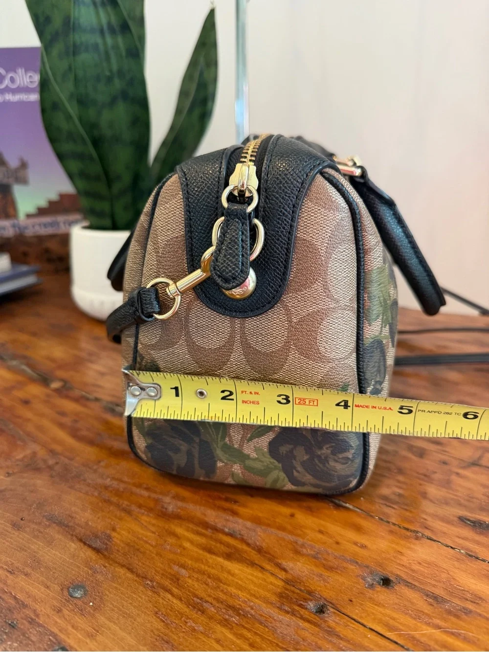 Coach Mini Bennett Satchel in Camo Rose Signature Crossgrain Leather
